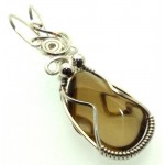 Whiskey Quartz Sterling Silver Wire Wrapped Pendant 04