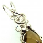 Whiskey Quartz Sterling Silver Wire Wrapped Pendant 04