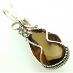 Whiskey Quartz Sterling Silver Wire Wrapped Pendant 04