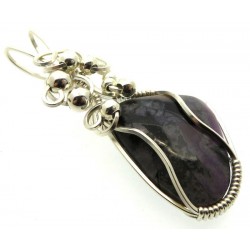 Sugilite Gemstone Sterling Silver Wire Wrapped Pendant 02