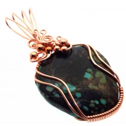 Turquoise Gemstone Copper Wire Wrapped Pendant 01