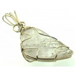 Pollucite Gemstone Sterling Silver Wire Wrapped Pendant 02