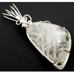 Pollucite Gemstone Sterling Silver Wire Wrapped Pendant 02