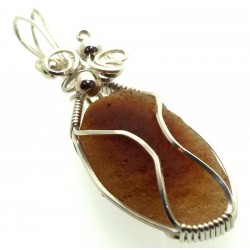 Mongolian Desert Gobi Agate Sterling Silver Wire Wrapped Pendant 01