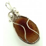 Mongolian Desert Gobi Agate Sterling Silver Wire Wrapped Pendant 01