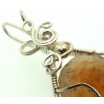 Mongolian Desert Gobi Agate Sterling Silver Wire Wrapped Pendant 02