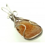 Mongolian Desert Gobi Agate Sterling Silver Wire Wrapped Pendant 02