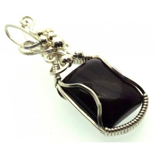 Sugilite Gemstone Sterling Silver Wire Wrapped Pendant 03