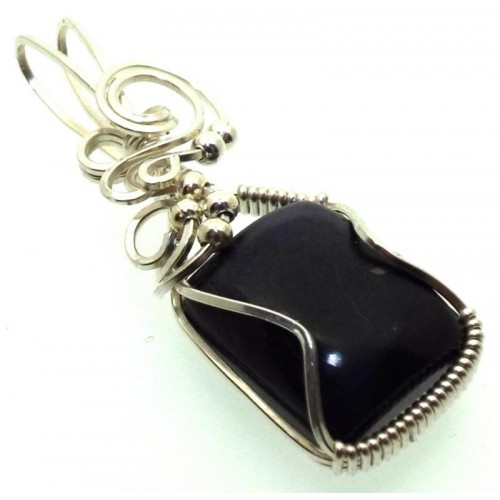 Sugilite Gemstone Sterling Silver Wire Wrapped Pendant 05