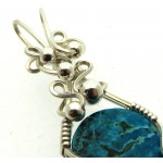 Chrysocolla Sterling Silver Wire Wrapped Pendant 03