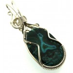 Chrysocolla Sterling Silver Wire Wrapped Pendant 04