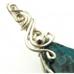 Chrysocolla Sterling Silver Wire Wrapped Pendant 05
