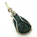 Chrysocolla Sterling Silver Wire Wrapped Pendant 05