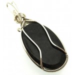Hand Carved Silver Sheen Obsidian Sterling Silver Wire Wrapped Pendant 02