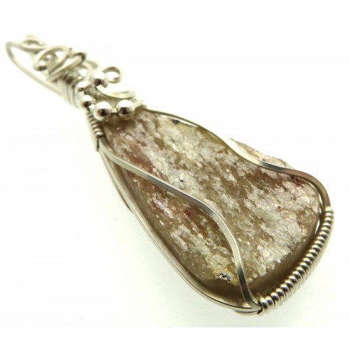 Mica and Quartz Sterling Silver Wire Wrapped Pendant 02