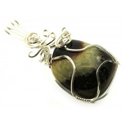 Septarian Gemstone Silver Plated Wire Wrapped Pendant 02