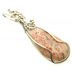 Pink Scolecite Sterling Silver Wire Wrapped Pendant 01
