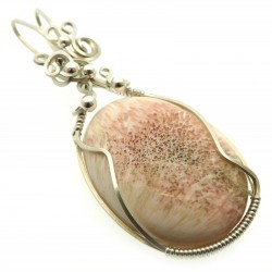 Pink Scolecite Sterling Silver Wire Wrapped Pendant 02