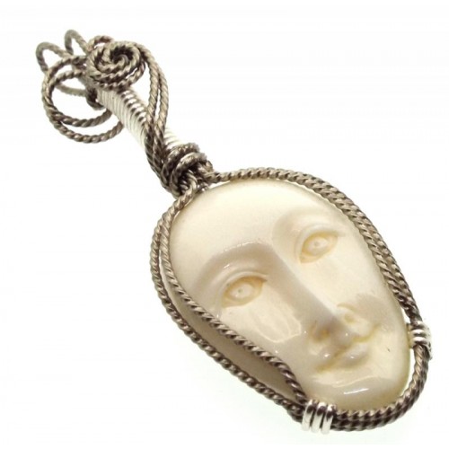 Bone Goddess Silver Plated Wire Wrapped Pendant 01