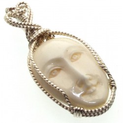 Bone Goddess Silver Plated Wire Wrapped Pendant 02