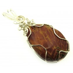 Cherry Creek Jasper Silver Plated Wire Wrapped Pendant 01