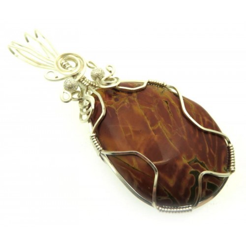 Cherry Creek Jasper Silver Plated Wire Wrapped Pendant 01