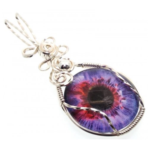 All Seeing Evil Eye Silver Plated Wire Wrapped Pendant 04