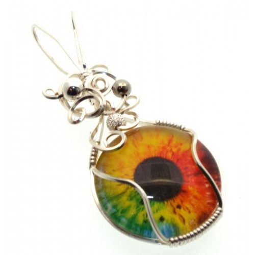 All Seeing Evil Eye Silver Plated Wire Wrapped Pendant 06