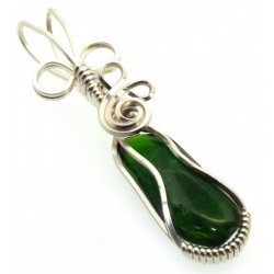 Diopside Silver Plated Wire Wrapped Pendant 03