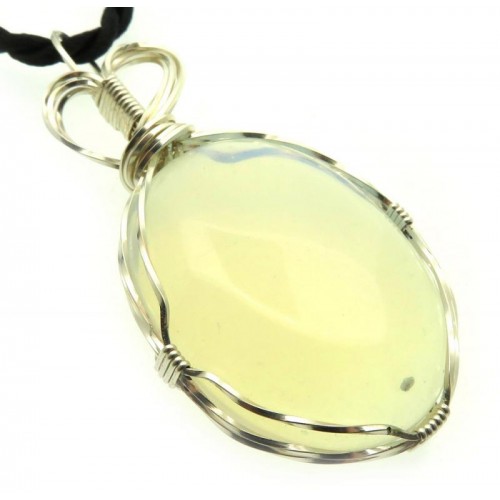 Opalite Silver Plated Wire Wrapped Pendant 01