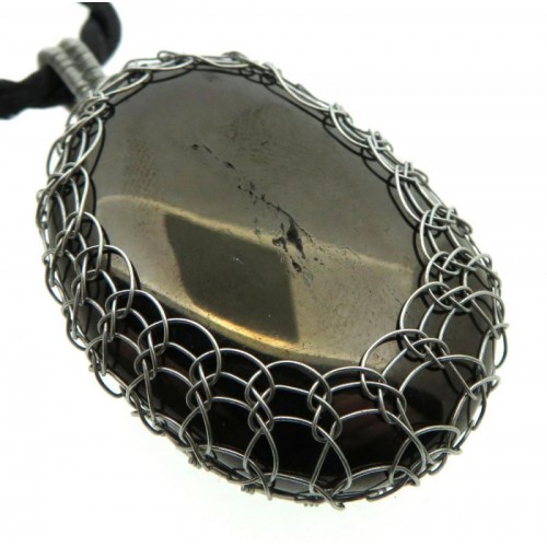 Anthracite Silver Plated Wire Wrapped Pendant 01