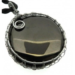 Anthracite Silver Plated Wire Wrapped Pendant 02