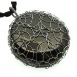 Anthracite Silver Plated Wire Wrapped Pendant 02