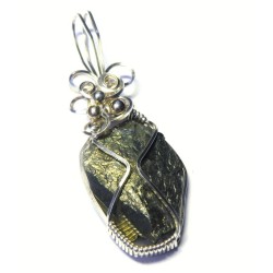 Pyrite Silver Plated Wire Wrapped Pendant 01