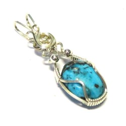 Turquoise Sterling Silver Wire Wrapped Pendant 01