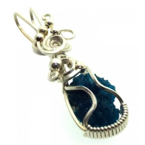 Apatite Gemstone Sterling Silver Wire Wrapped Pendant 01