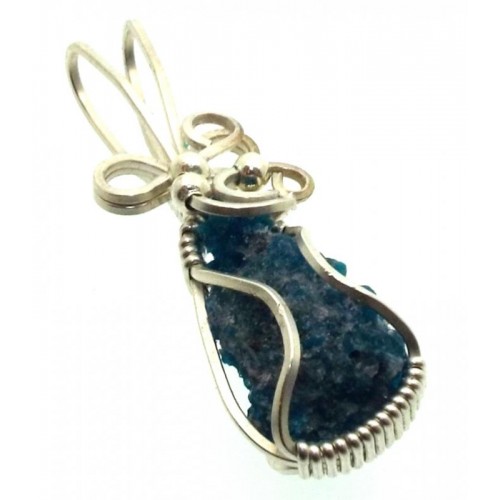 Apatite Gemstone Sterling Silver Wire Wrapped Pendant 02