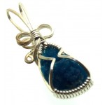 Apatite Gemstone Sterling Silver Wire Wrapped Pendant 02