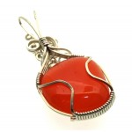 Carnelian Gemstone Sterling Silver Wire Wrapped Pendant 01