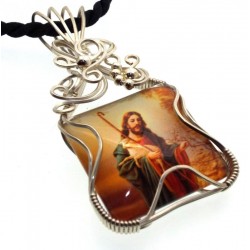 Christian Jesus Sterling Silver Wire Wrapped Pendant 02