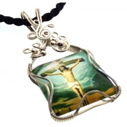 Christian Jesus Sterling Silver Wire Wrapped Pendant 04