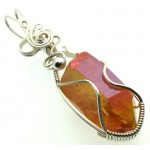 Sunshine Aura Quartz Sterling Silver Wire Wrapped Pendant 01