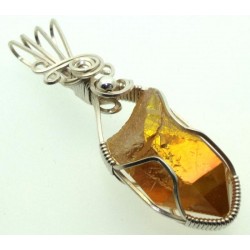 Sunshine Aura Quartz Sterling Silver Wire Wrapped Pendant 02