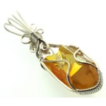 Sunshine Aura Quartz Sterling Silver Wire Wrapped Pendant 02