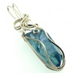 Aqua Aura Quartz Sterling Silver Wire Wrapped Pendant 05