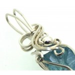 Aqua Aura Quartz Sterling Silver Wire Wrapped Pendant 05