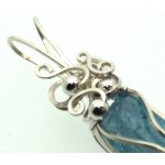 Aqua Aura Quartz Sterling Silver Wire Wrapped Pendant 07