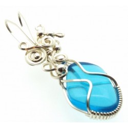 Blue Obsidian Silver Filled Wire Wrapped Pendant 03