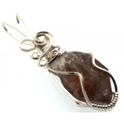 Cacoxenite Silver Plated Wire Wrapped Pendant 01