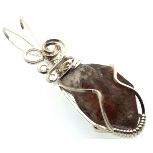 Cacoxenite Silver Plated Wire Wrapped Pendant 01